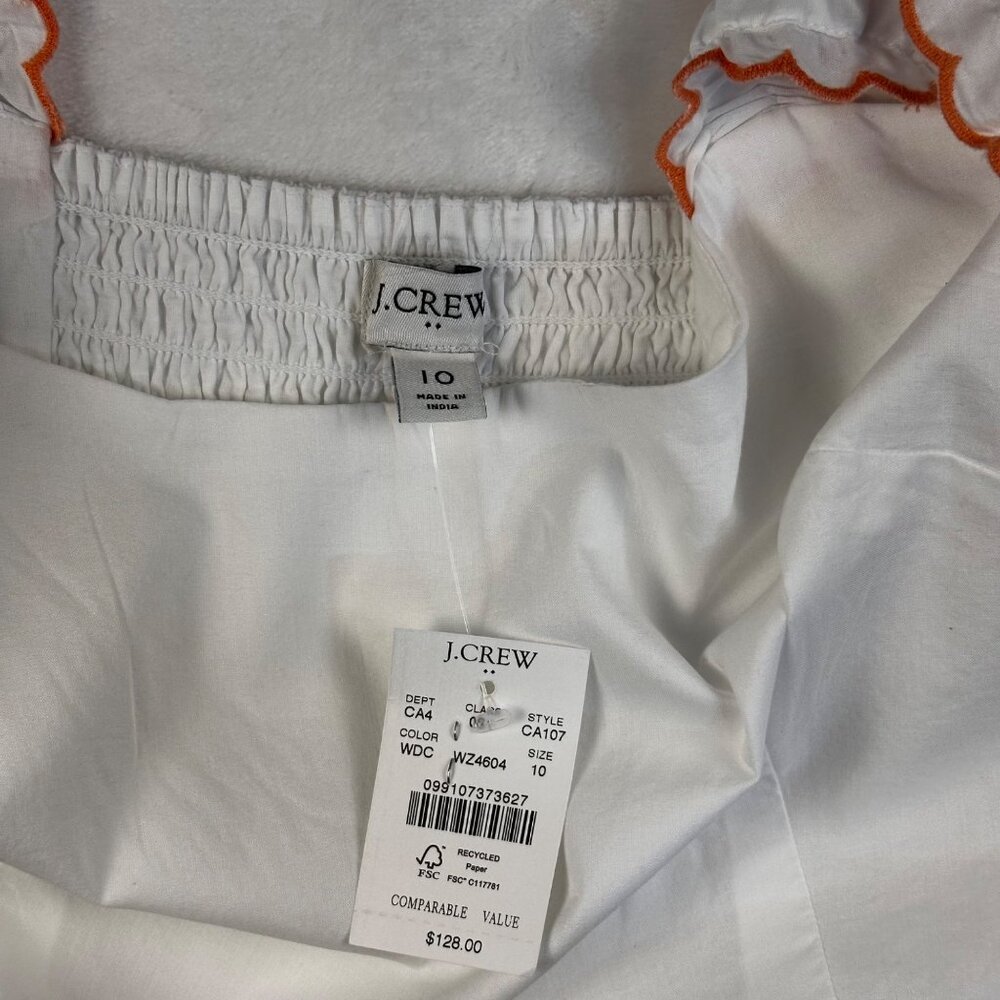 J.Crew Womens White Dress Sleeveless Maxi Dress Ruffle Trim Smocked Back Sz10 - Picture 6 of 13